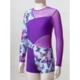 thumbnail image 3 of inhzoy Kids Girls Gymnastic Jumpsuit Long Sleeve Dance Leotard Active Biketard Unitard 4-14 Purple 8, 3 of 7