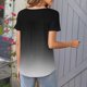 thumbnail image 4 of Mujeres de Verano Tops de Manga Corta Impresa Casual Cuello Redondo Plisado Superior 95% Poliéster 5% Spandex, Blusa de Moda para Todas las Estaciones, 4 of 6