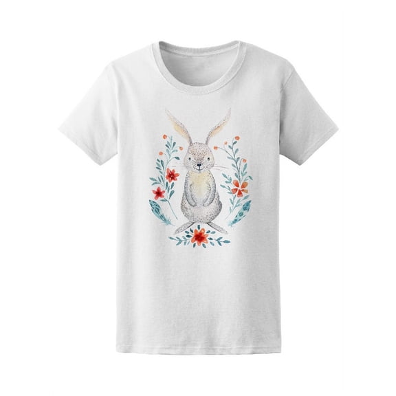 Cute Baby Rabbit With Red Flower T-Shirt Women -Image by Shutterstock, Female Small