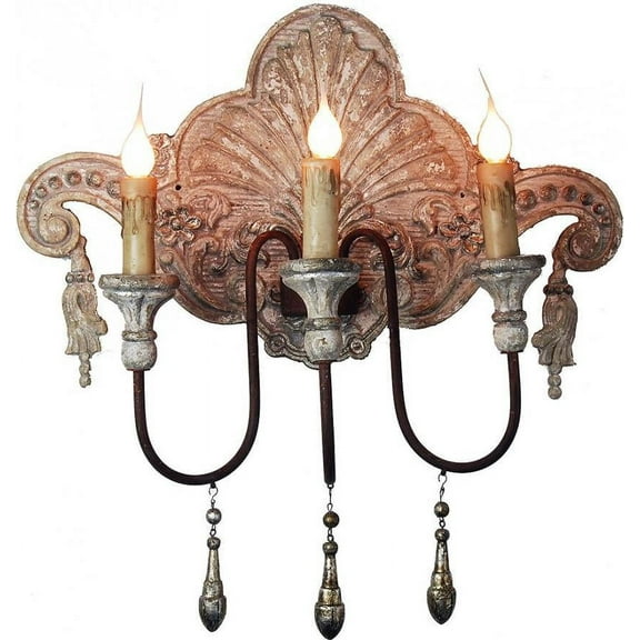 Sconce Light Wall Decorative Drops 3-Arm Distressed Antique Silver Oxidized