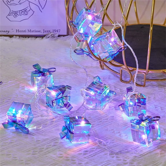 MXTPOV Christmas Lights for Christmas Tree, 10 LED Lights Indoor and Outdoor, Christmas Gifts Box Shape String Lights, Christmas Decorations for Party Home Decor, Dazzling Color