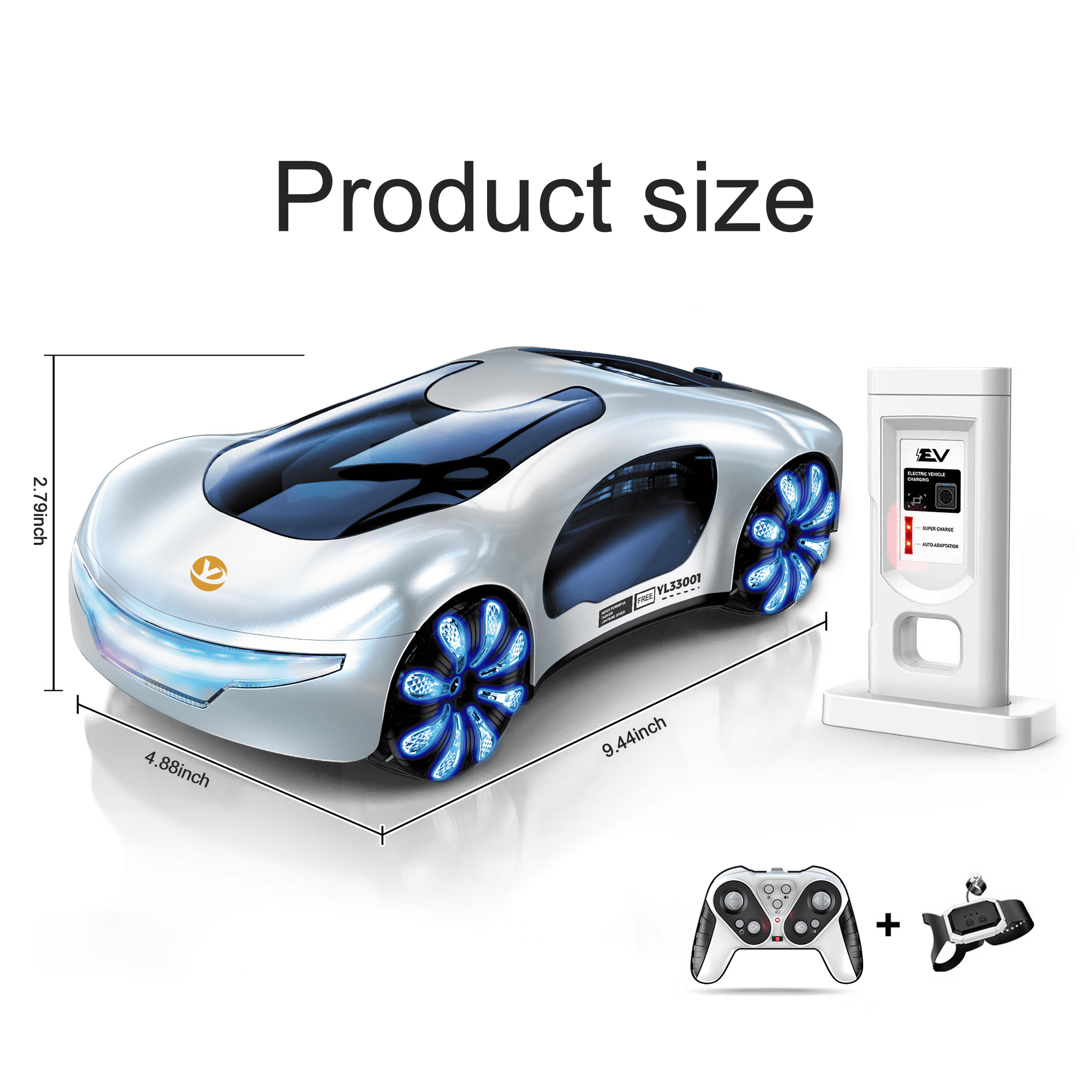 Flynow Remote Control Car, RC Drift Toy for Kids 3 4 5 6 7 8 9 10 11 Year Old, 2.4GHz 1200mAh 360° Rotate Cars with Light Sound Spray, Christmas Birthday Gift for Adults Boys Girls Age 12+