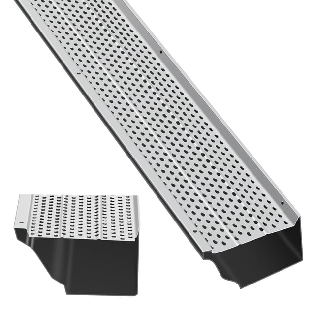 Gutter Guards 6 Inch, Leaf Guards for Gutters - Heavy Duty Aluminum 28ft Total, DIY Mesh Screen Protection System with Screws, Easy Install for Home Rain Gutters (Silver, 1-Pack)