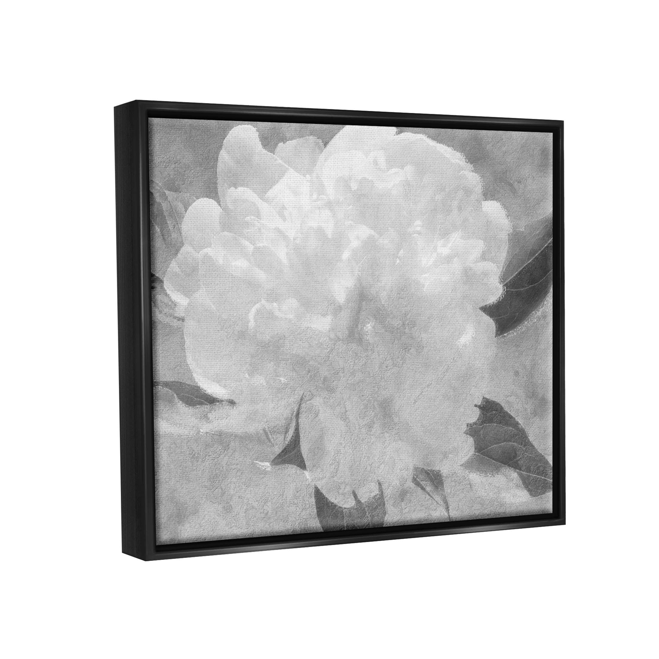 White Flower Blossom Monochrome Botanical & Floral Graphic Art Jet Black Framed Art Print Wall Art