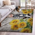 thumbnail image 2 of 2.7x5 Washable Area Rug, Donkey Pig Cow Non-Slip Rectangle Rug for Bedroom Bedside, Retro Farmhouse Animal Yellow Sunflower Wood Grain Indoor Floor Mat for Home Decor, 2 of 9