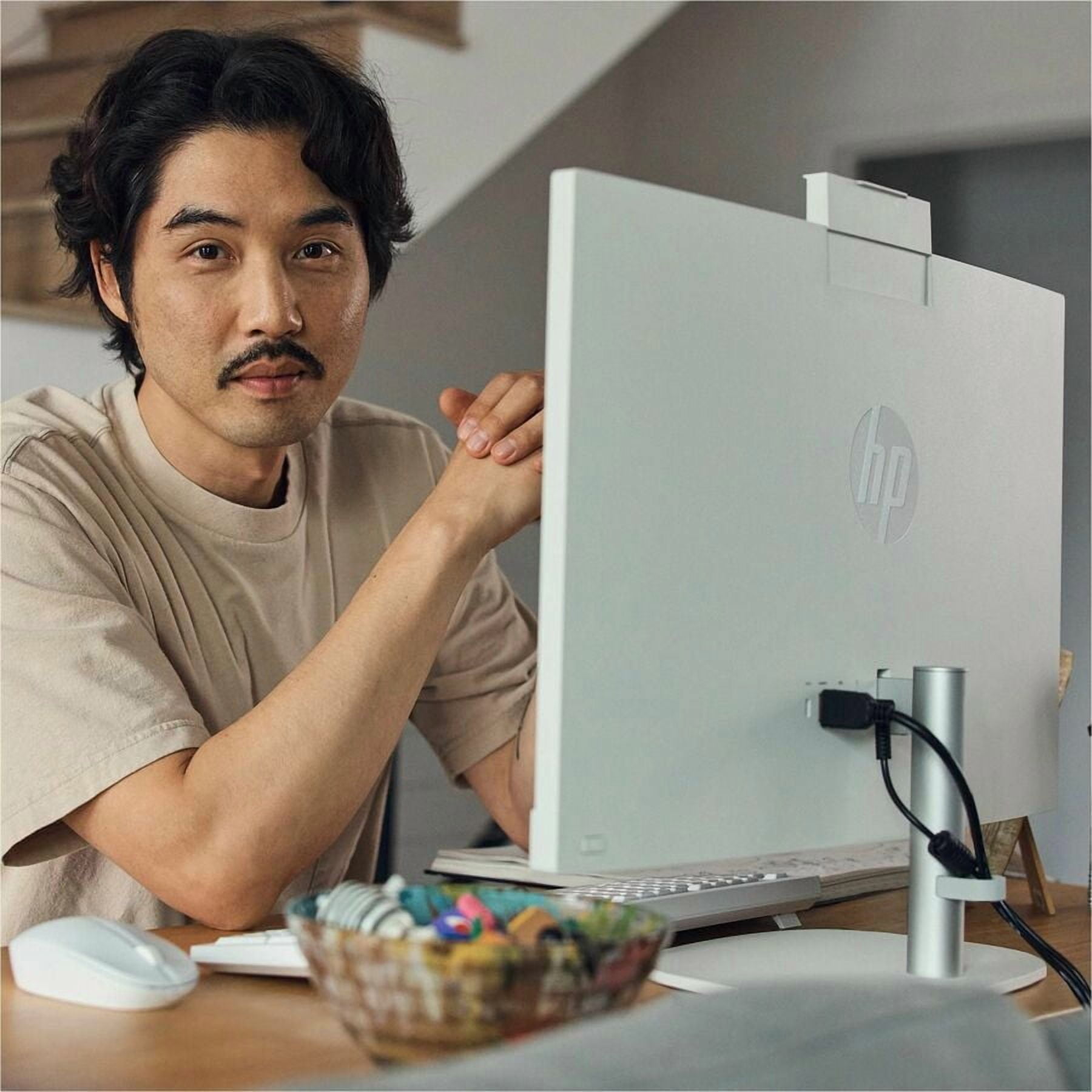 HP 24-cr0000a 24-cr0410 All-in-One Computer, AMD Athlon Silver 7120U, 8 GB, 256 GB SSD, 23.8" Full HD, Desktop, Shell White