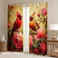thumbnail image 2 of Cardinal 30%-50% Blackout Curtains for Bedroom,Red Rose Curtains Drapes Romantic Flowers Curtains 2 Panels 42"Wx84"L,Animal Bird Window Curtains, 2 of 5