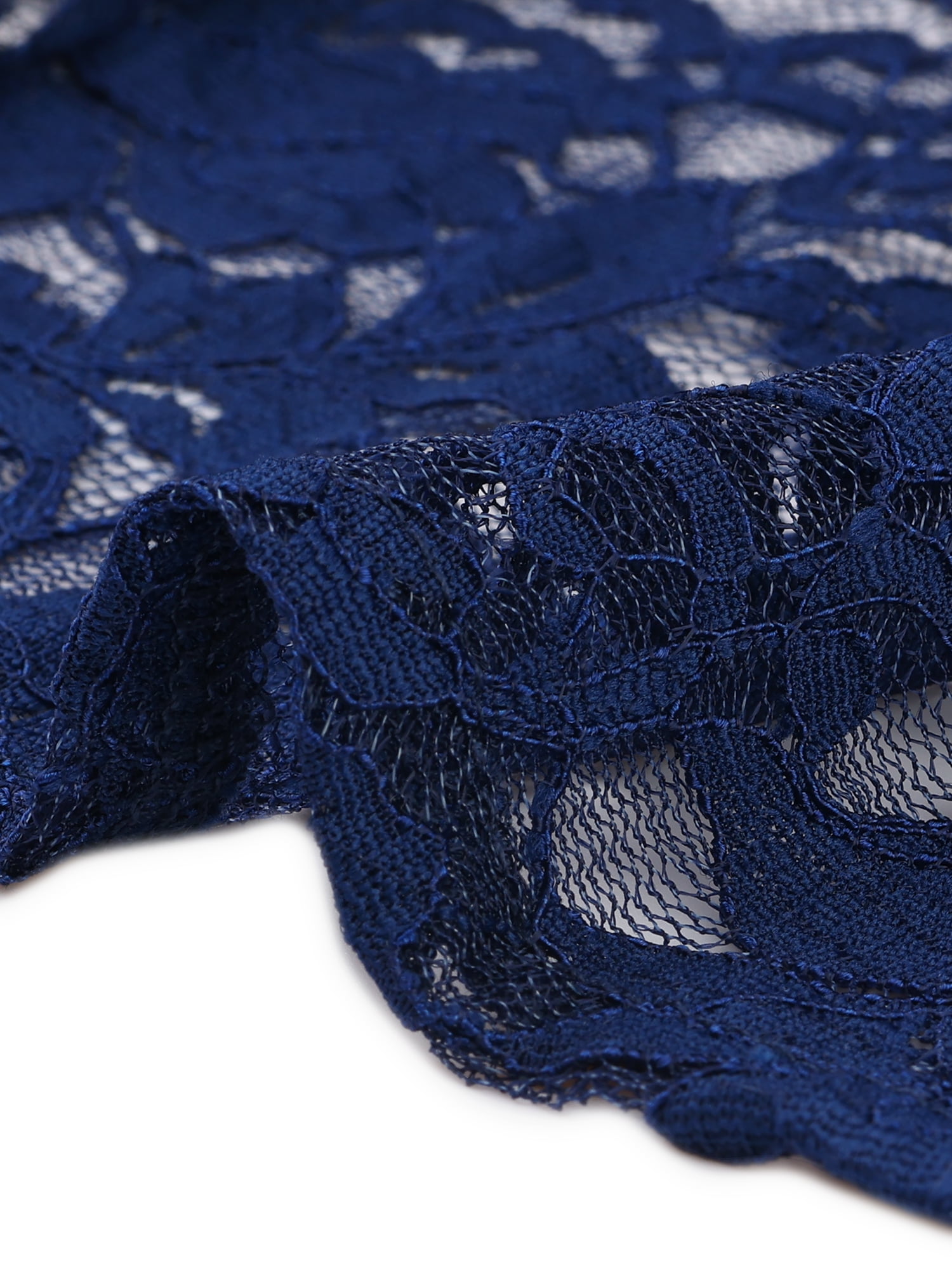 Unique Bargains Women Plus Size Cardigan Lace Crochet Short Sleeves Sheer Cover Up 3X Royal Blue
