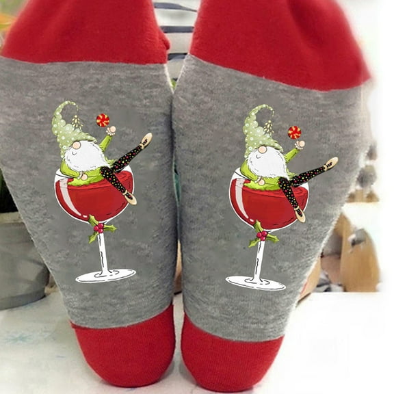 Babysbule Socks for Women Winter Cotton Socks Personalized Red Wine Cup Casual Mid Tube Fashion Colored Breathable Socks