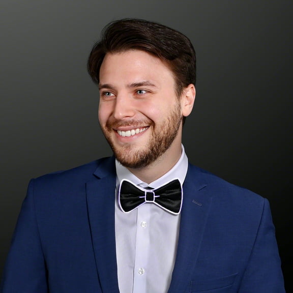 Light Up Bow Tie White Glowing Flashing EL Wire