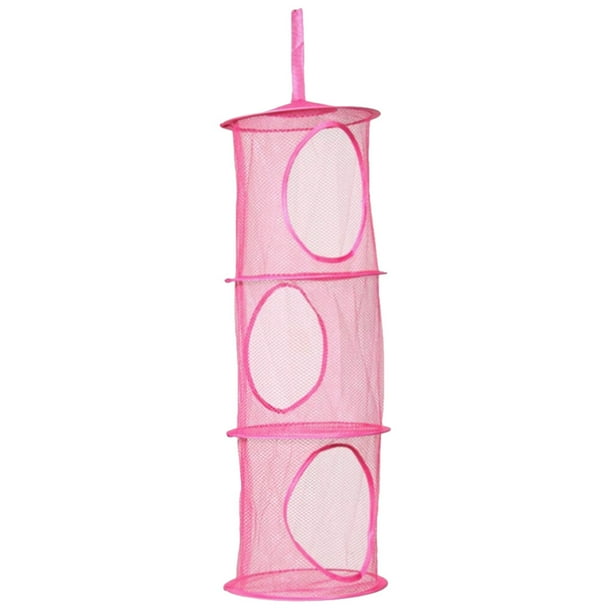 Bolsa de almacenamiento de malla colgante, plegable, ahorra espacio, organizador de 3 niveles para juguetes.