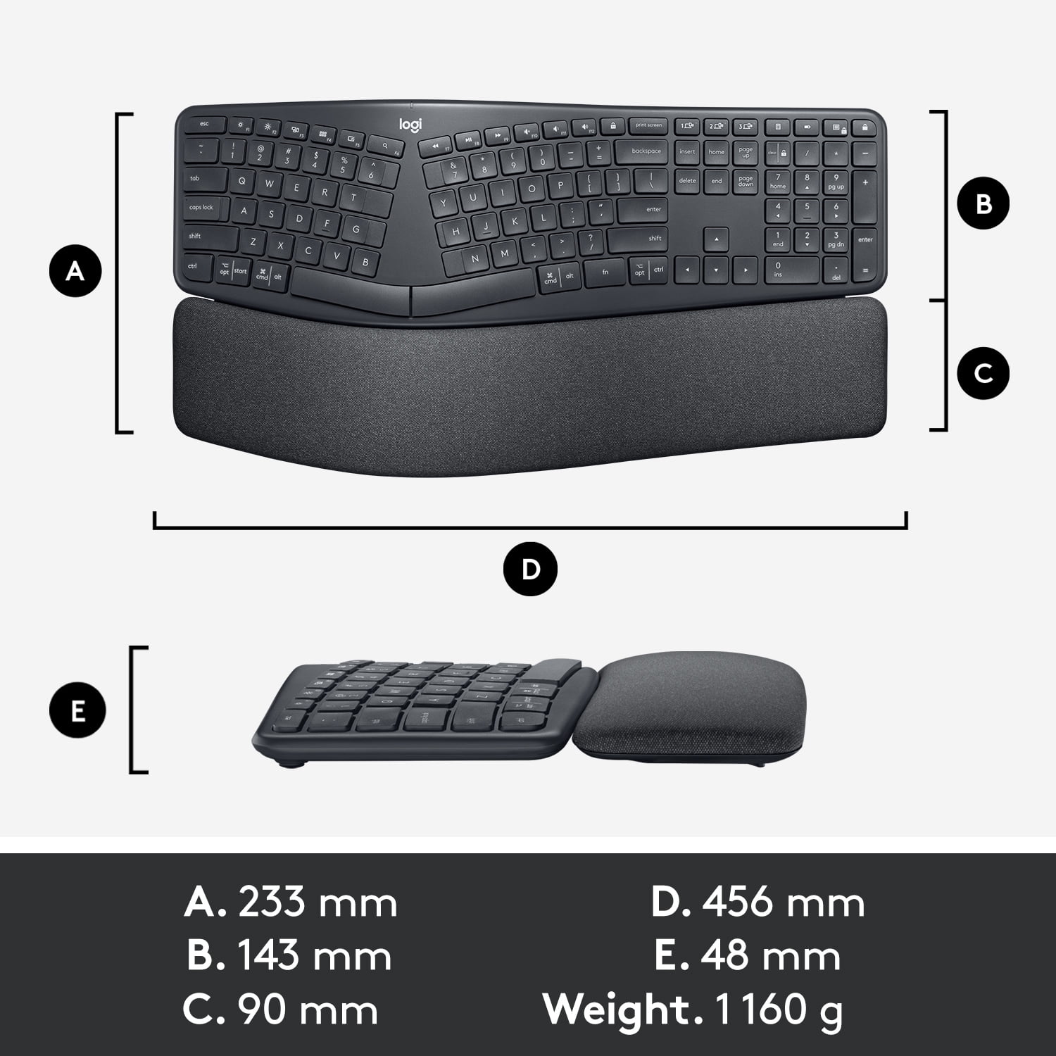 Logitech ERGO Series K860 Wireless Ergonomic Keyboard - Split Wrist Natural Typing, Stain-Resistant Fabric, Bluetooth and Connectivity, Compatible with Windows/Mac - - Walmart.com