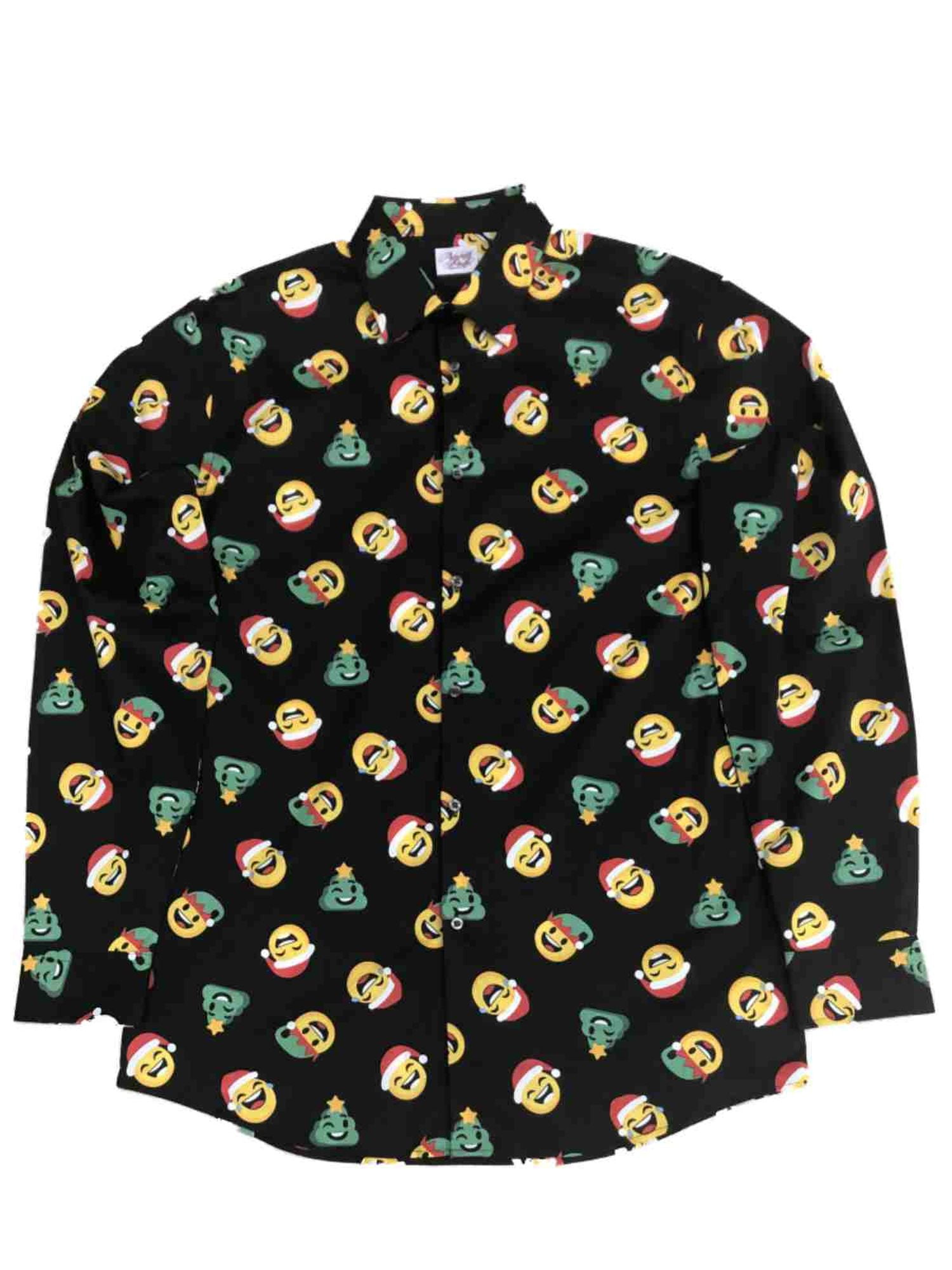 Mens Black Emoji Santa Elf Christmas 