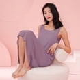 thumbnail image 3 of Camisón de verano para mujer, modal, con almohadilla para el pecho, sin mangas, con tirantes, falda larga por encima de la rodilla, pijama sexy de verano, 3 of 5