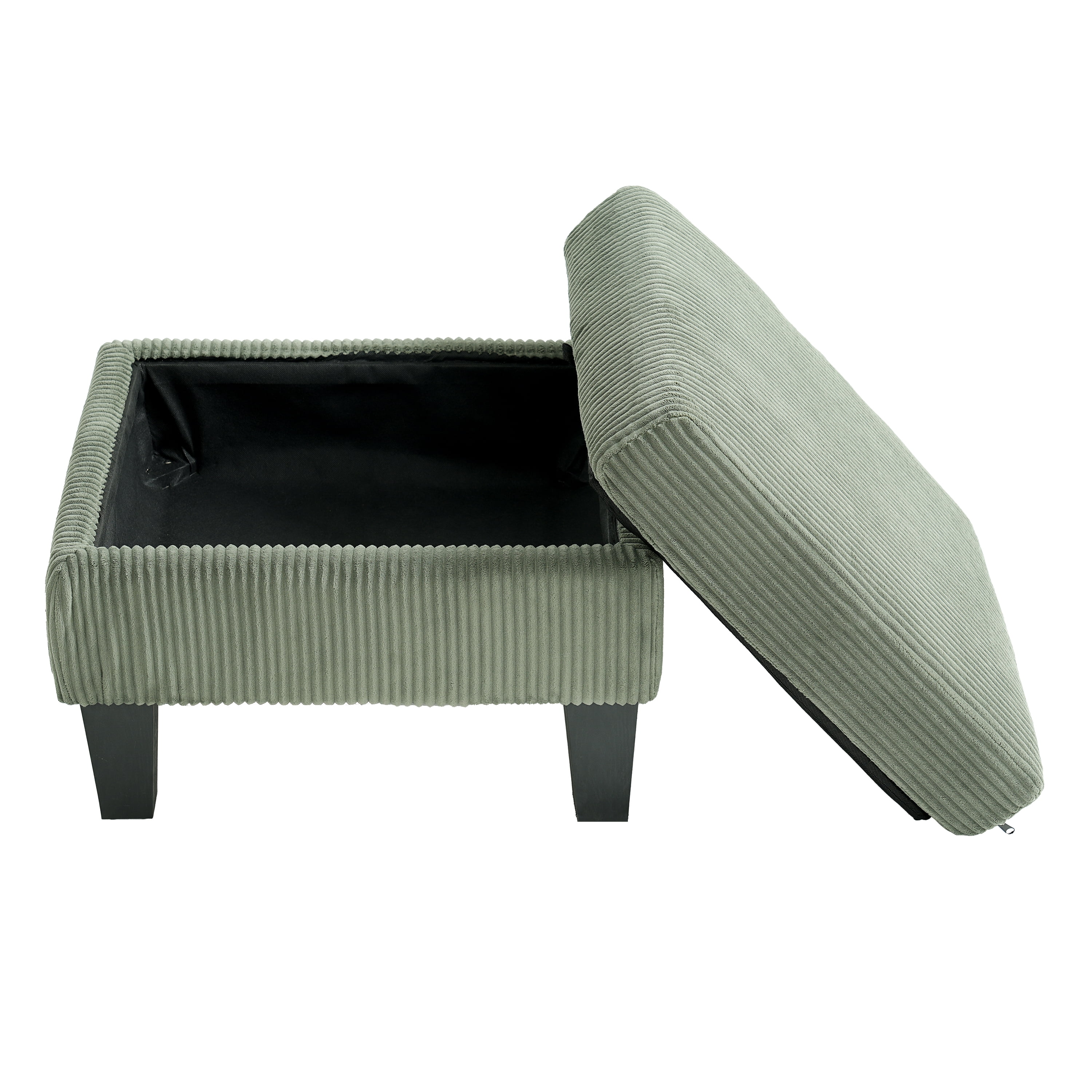 Gewnee Modular Sectional Chaise Sofa,3-Seat L-Shaped Corduroy Upholstered Couch With Detachable Storage Ottoman,Modern Couch For Living Room,Apartment,Olive Green