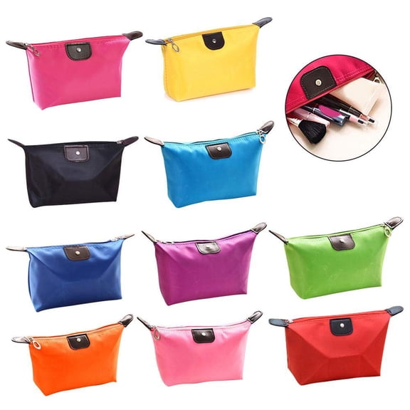 tooloflife Nylon Cosmetic Organizer Bag Waterproof Make up Bag Dumpling Shaped with Durable Zip Colorful
