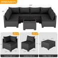 thumbnail image 4 of JORVIMAX Patio Furniture Sets 7 Pieces Outdoor Conversation Set All Weather Modular Sectional Sofa Wicker Rattan Sofa With Black Cushion, 4 of 7