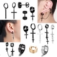 thumbnail image 2 of Pendientes Cruzados/Aretes Góticos De Calle De Plata Negra De Acero Inoxidable Borlas Punk Para Hombres Y Mujeres Joyería Gao Jiahui unisex, 2 of 2