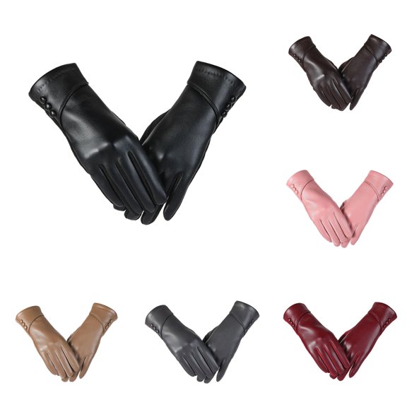 QTSHPN Womens Riding Gloves Winter Touch Screen Lined Windproof Warm Fashion Dress Gloves Womens Glove Black001 One Size