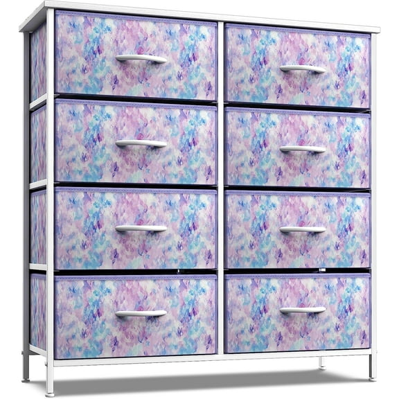 Sorbus Kids Dresser with 8 Drawers - Storage Dresser with 8 Drawers Chest Organizer Nightstand Steel Frame Wood Top & Handles Tie-Dye Blue