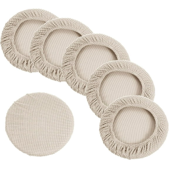 Round Bar Stool Cover, 6Pcs Elastic Bar Stool Cover Washable Seat Cushion for Diameter 15.8inch
