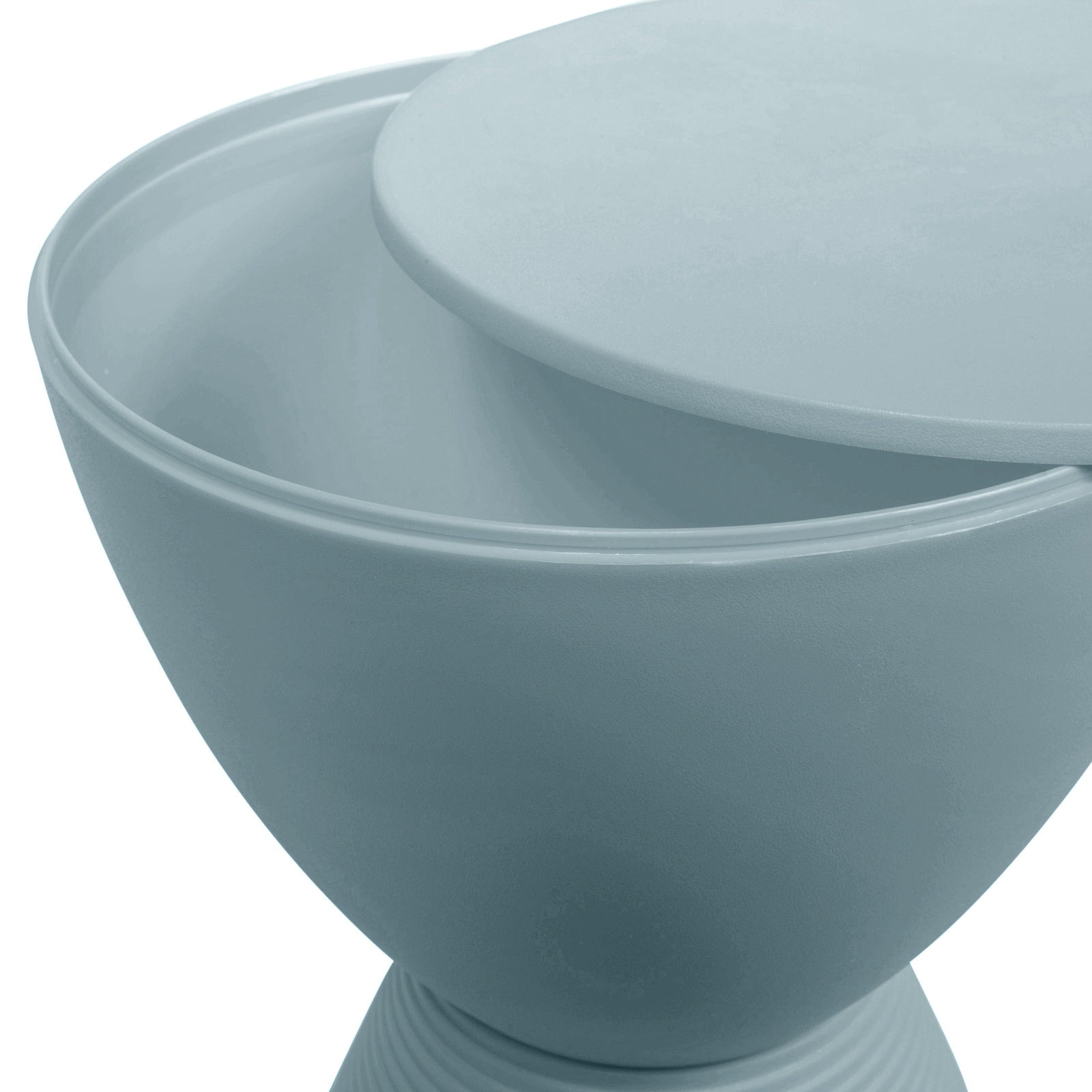 LeisureMod Side Table Modern Hourglass End Table Compact Accent Drum Table with Removable Lid for Storage Indoor and Outdoor Use Boyd Series in Dusty Blue