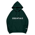 thumbnail image 1 of Pullover Hoodie with Adjustable Drawstring Hood and Front ESSENTIALS Lettering Print Casual Loose Fit Design Green 3XL, 1 of 8
