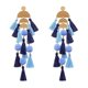 thumbnail image 1 of Pendientes de plumas para mujer, joyería bohemia con borla larga, accesorios de boda de oro azul, 1 of 2