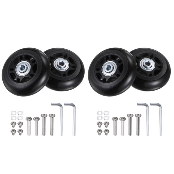 Ruedas de equipaje de reemplazo Uxcell 68x24mm Kits de reparación de ruedas de maleta 2 ruedas de rodamiento de PU para bolsa de carrito, patín en línea