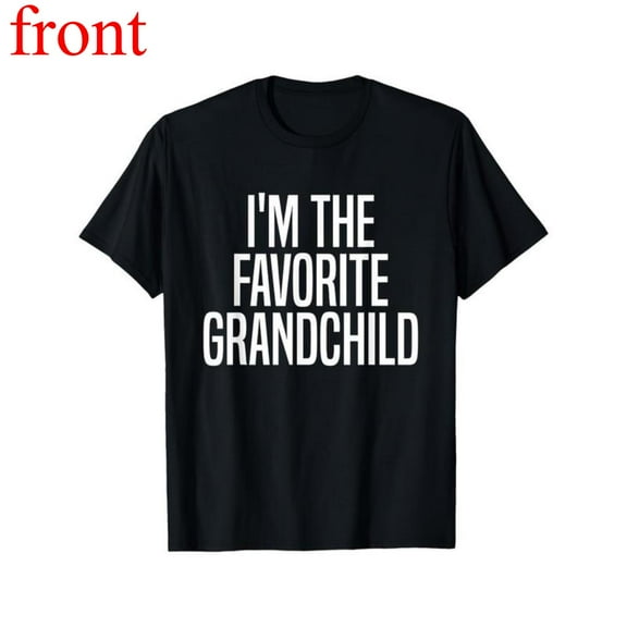 Women's Favorite Grandchild Graphic Cotton T Shirt Casual Breathable Short Sleeve Round Neck Top Black S-5XL