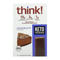 Keto Protein Bars, Chocolate Mousse Pie, 10 Bars, 1.2 oz (34 g) Each, Think !