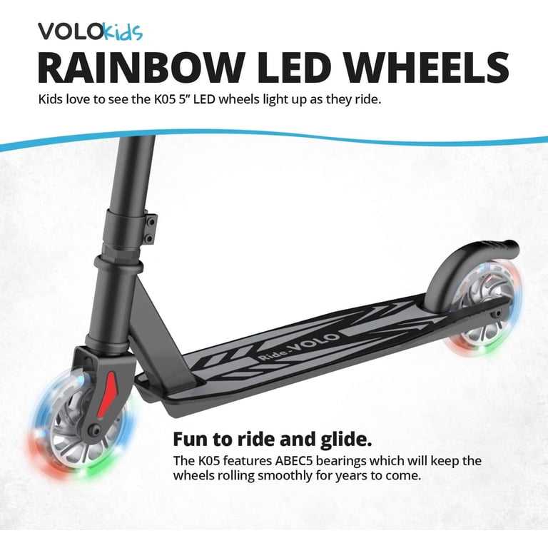 RideVOLO K05 Kick Scooter Suitable for 4-9 Years Old, PU Flash