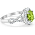 thumbnail image 2 of Divine Creation 14K White Gold Plated 1.80 Ct Oval Cut Green Peridot Wedding Engagement Halo Ring 925 Sterling Silver For Women's -9.5, 2 of 3