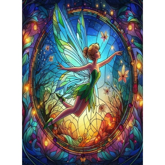 Tinker Bell Diamond Painting Kits for Adults,  DIY 5D Round Full Drill Art Perfect for Relaxation Wall Decor crafts,  holiday Home Wall Art Decoration 11.81x15.75inch