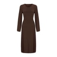 thumbnail image 4 of XVJRHAK Women Elegant Bodycon Dress Crew Neck Long Dress Elegant Long Sleeve Ribbed Bodycon Maxi Dresses (Brown,S), 4 of 6