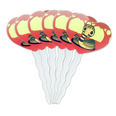 Cobra Snake Heart Love Cupcake Picks Toppers Decoration Set of 6