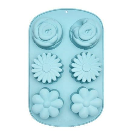 

6 Cells Silicone Baking Mold Cute Flower Themed Casting Die Soft and Heat-Resistant Fondant & Gum Paste Molds Nordic Green