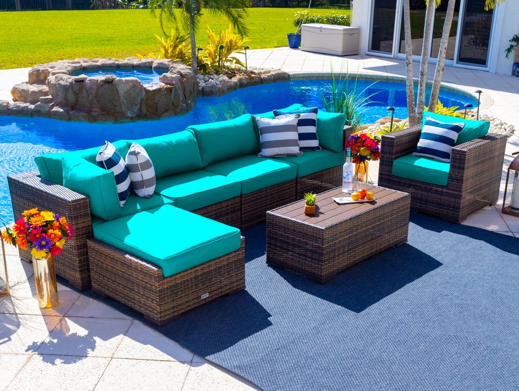 Sorrento 7Piece Resin Wicker Outdoor Patio Furniture Sectional Sofa