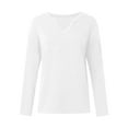 thumbnail image 6 of Women Blouses Womens Fitted Shirt Puff Long Sleeve Blouse V Neck Tee Womens Lady's Dress Shirts Women Tee Shirts Girls Swim Shirt Cute Print Button down plus Size Blouses for 3x Long Sleeve White S, 6 of 7
