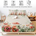 thumbnail image 5 of King Size Fitted Sheet Set - Red Poppy 3 Piece Bedding Sets 16" Deep Pocket Fitted Sheet with 2 Pillowcases, Farmhouse Country Vintage Flower Leaf Plant Brushed Microfiber Hotel Luxury Bed Sheets, 5 of 9