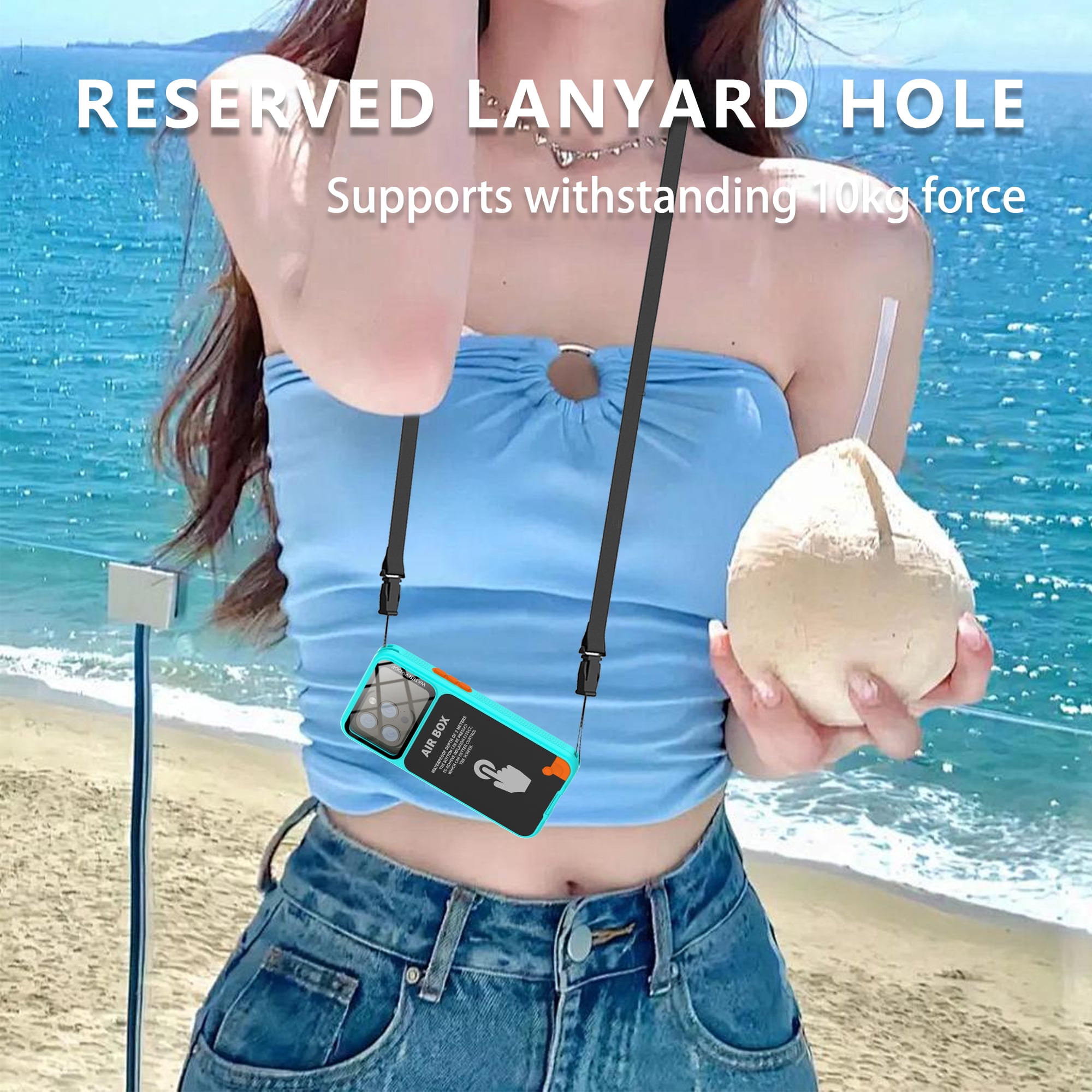 TECH CIRCLE Waterproof iPhone Case,Universal Underwater Phone Pouch Holder Lanyard Dry Bag Beach Travel Essentials Snorkeling Cell Phone Case for iPhone 6.1 inch iPhone 15 14 13 12 Pro Cover,Grassblue