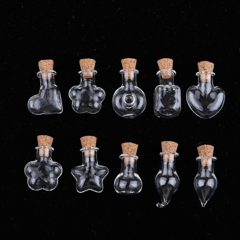 Mini Glass Bottles Charms Rectangle Cute Bottles With Cork Little Bottles  Diy Gift Tiny Jars Pendants