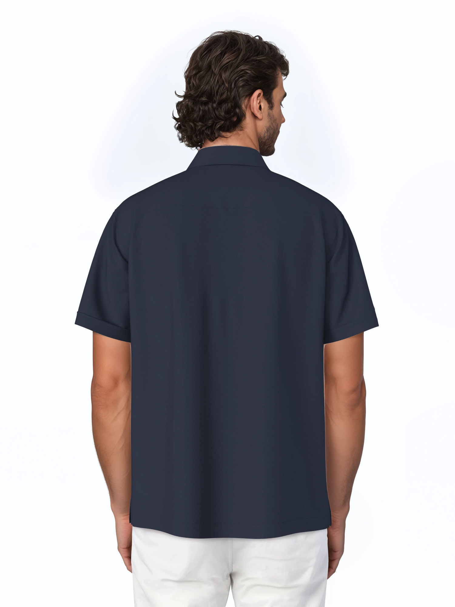 Havanera Men's and Big Men's Contrast Panel with Pick Stitching Short Sleeve Linen Cotton Button-Down Shirt, Sizes S-5XL