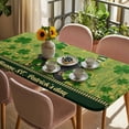 thumbnail image 3 of Happy St. Patrick's Table Cloths for 3 Foot Rectangle Tables, Green Shamrock Shoots Coin Vintage Country Patio Waterproof Elastic Fitted Tablecloths, Washable Rectangular Table Cover for Camping, 3 of 8