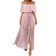 thumbnail image 2 of Vestido Informal de Lunares con Hombros Descubiertos para Mujer, con Volantes, Corsé, Borlas y Cintura Alta, con Abertura y Abertura, Color Liso Rosa Oscuro L, 2 of 8