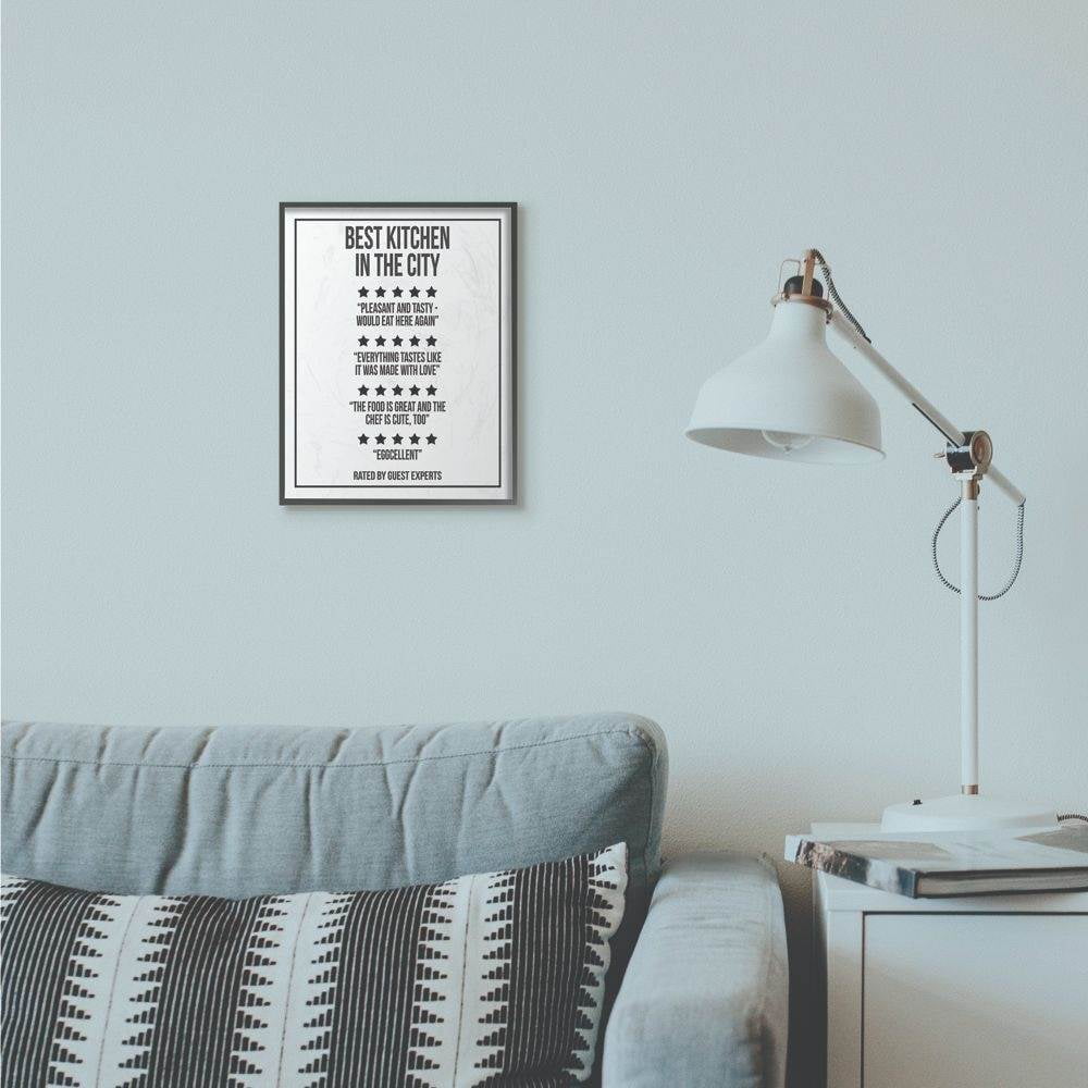 Stupell Industries Five Star Kitchen Dining Room Funny Word Black And White Design Framed Giclee Texturized Art by Daphne Polselli