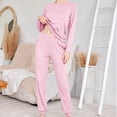 thumbnail image 2 of JSKUMAR Women's Long Sleeve Pajamas Sets 2pc Cotton Cozy Soft Tops and Joggers Pants Loungewear Homewear Pjs Pink,M, 2 of 6