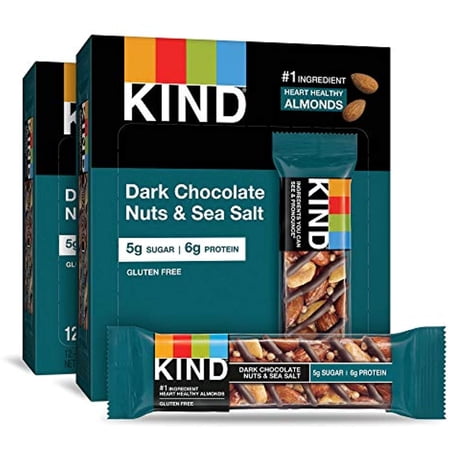 KIND Bars, Dark Chocolate Nuts & Sea Salt, Gluten Free, 1.4 Ounce Bars, 24 Count