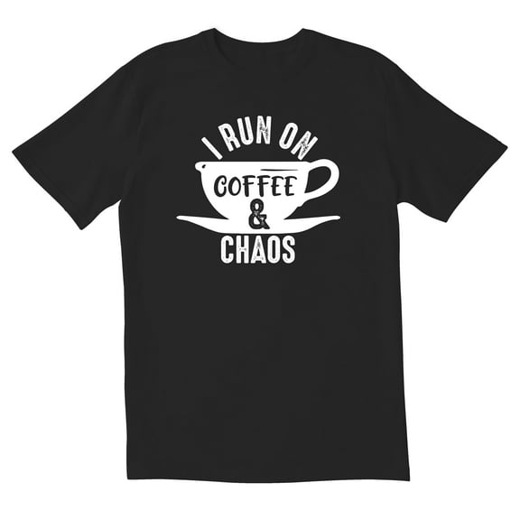 TotallyTorn I RUN ON COFFEE & CHAOS Novelty Sarcastic Funny Mens Graphic T Shirts