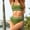 Green, variant on Herrnalise Women's Bikini Sets Colorblock High Cut Trim 2 Piece High Waisted Swimsuit Scoop Neck Adjustable Spaghetti Straps Bathing Suit